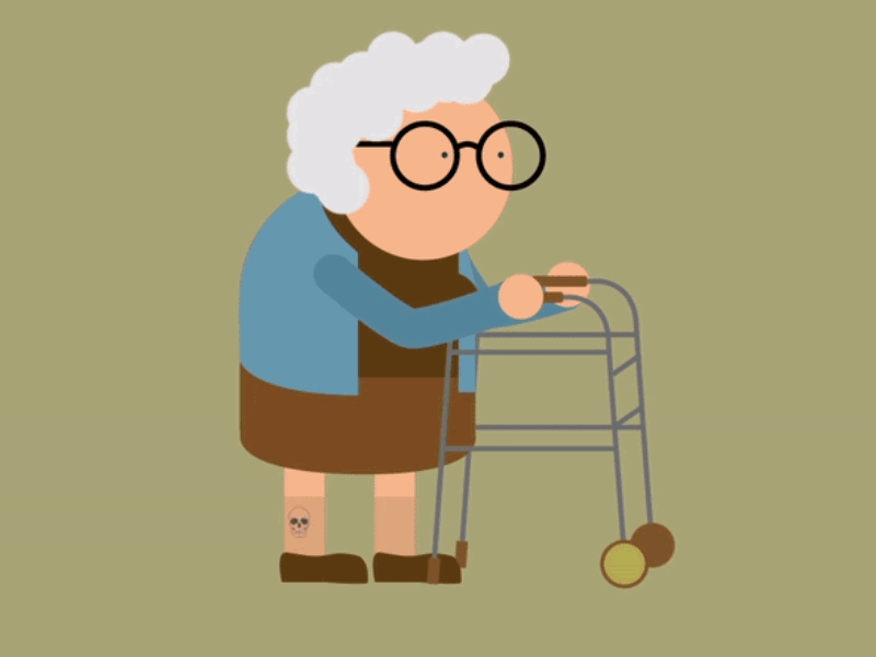 Slow but steady 2d adobe aftereffects animation gif mograph motion motiondesign motiongraphics old oldlady render slow