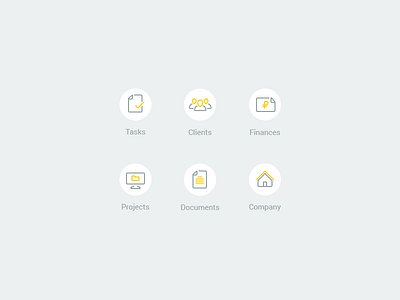 Icons for project management system clients company documents finances flat projects tasks