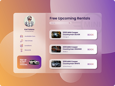 Mini Cooper Glassmorphism Sign-Up cars creative dailyui dailyui 001 dailyuichallenge design figma glassmorphism layout minicooper project signup ui