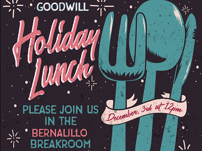 Holiday Staff Lunch cartoon flyer graphic grunge holiday illustration illustrator lunch typography vector