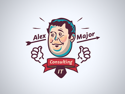 IT consulting illustration computer consultant it logo major mascot thump up vector vintage