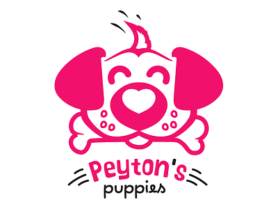 Peytons Puppies cute dog heart illustrator kawaii logo logotype pet store pink puppy skull vector