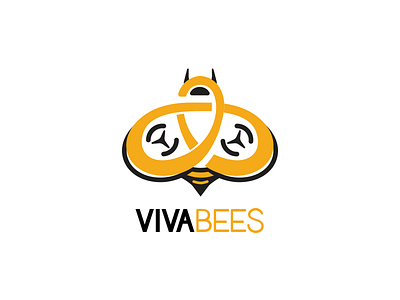 Vivabees bee drone fly illustrator logo propeller quadcopter wasp wing