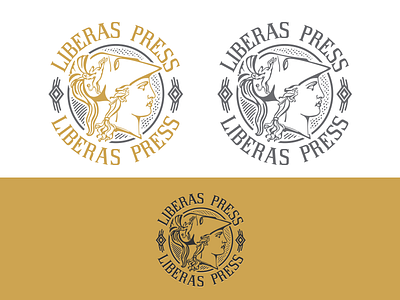 Liberas Press antique athena engrave helmet illustrator logo minerva press roma roman