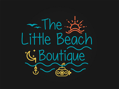 The Little Beach Boutique beach illustrator little logo moon sea star submarine sun water