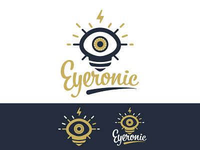 Eyeronic eye illustrator light bulb logo vintage