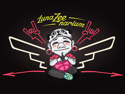 Self Promo andy ball dribbble illustrator logo lunacy lunazeenarium panda pink. hat vector wing zee