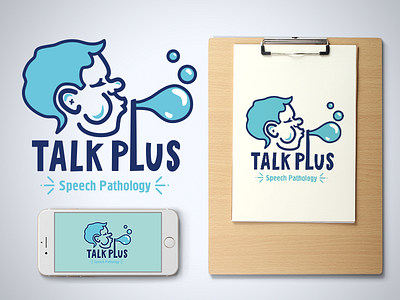 Speech pathology boy illudtrator logo pathology plus speech talk