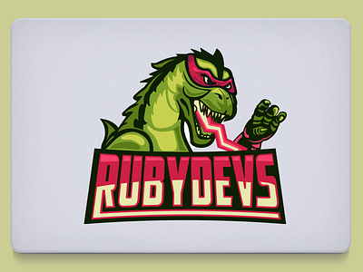 RubyDevs coding develop developers geek godzilla kaiju logo mascot mask nerd ruby web