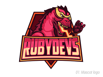 RubyDevs coding develop devs godzilla illustrator logo mask maskot ruby