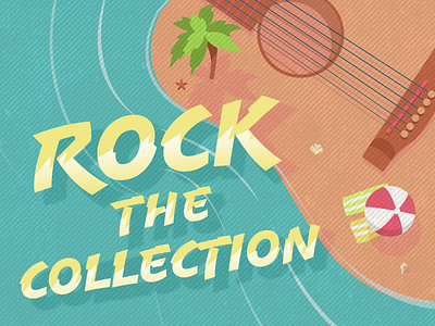 Rock The Collection beach concert guitar illustration poster summer