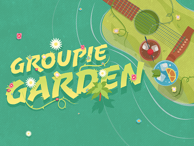 Groupie Garden - Illustration beach drinks garden guitar music