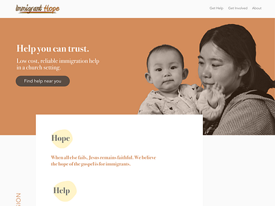 Immigrant Hope homepage design ui web