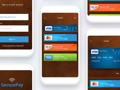 Secure pay App design for mobile interaction design mobile app mobile app design user experience ux visual design your virtual wallet
