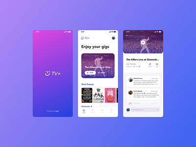 Gig It TV+ branding design gigs interface music music app tech ui ui design ux visual design
