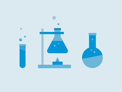 Science Rules 2d beakers flat illustrator science vector