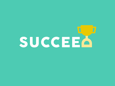 Succeed! flat succeed trophy typography vector