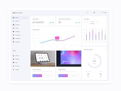 BoxCommerce Merchant Overview Dashboard boxcommerce clean dashboard dashboard ui design minimal ui ux