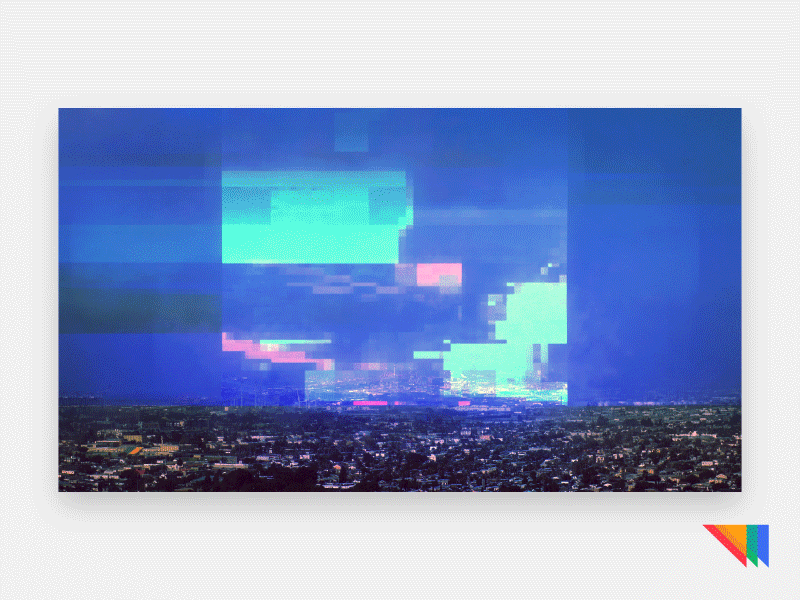 H O R I Z O N 5k after effects blue cyan gif glitch art landscape magenta murderloft sky teal wallpaper