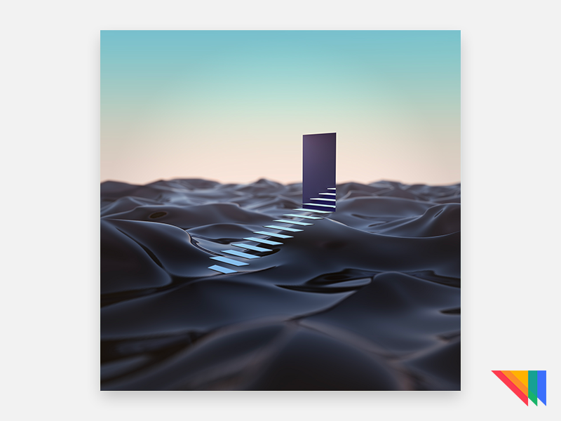 TO EXIT A DREAM desert doorway staircase surreal wallpaper render murderloft cycles blender 5k