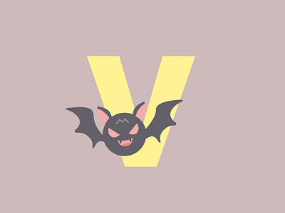 🦇Animal Drop cap animal baby bat dropcap illustration letter vampire