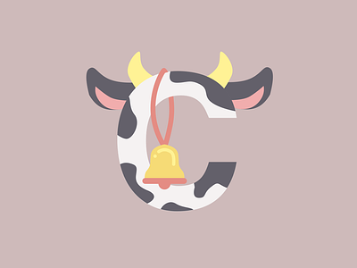 🐮Animal Drop cap animal baby bell cow dropcap illustration