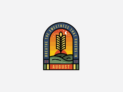 August Badge adobe august badge dribbble hills illustration illustrator invite logo stars sunset wheat