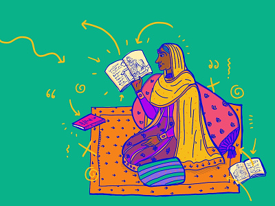 South Asian Literature 80s style asian diversity editorial illustration south asia