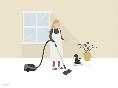 Cleaning cat cleaning hand drawn illustration vector