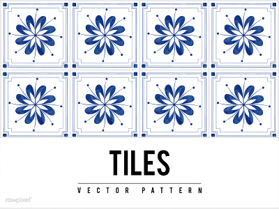 Tiles01 blue pattern tiles vector