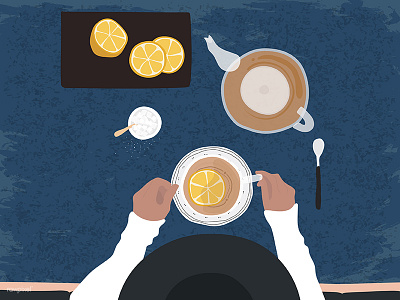 Tea Time flatlay hands illustration lemomtea tea vector