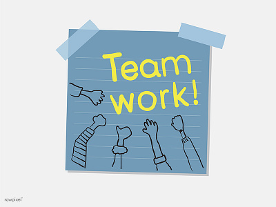 Teamwork! hands illustration post it teamwork vector