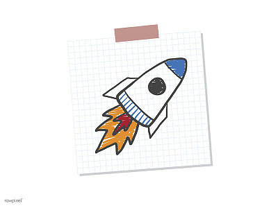 Rocket ideas illustration post it rocket startup vector