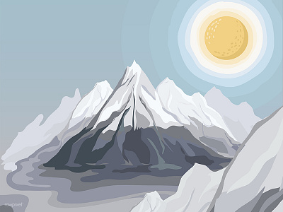 Mountain illustration landscape mountain nature sky snow sun vector