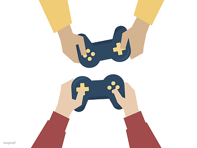 Let's play entertainment game hand illustration joystick play vector