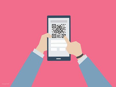 QR code scan application hands payment phone qr code vector