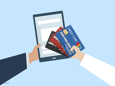 Payment application credit card hands payment vector