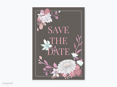 Save The Date card design flower free freebie giveaway illustration save the date vector wedding card