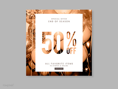 High Street Sale Templates "Gold" 50off balloons design end of season free freebie giveaway gold mockup template vector