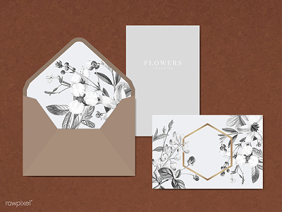 Blank floral card design vecto blank space bloom botanical card collection copyspace design flora flower flowers collection illustration invite letter mockup vector