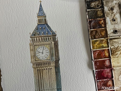 Big Ben artwork bigben england hand make illustration london painting watercolor painting watercolors