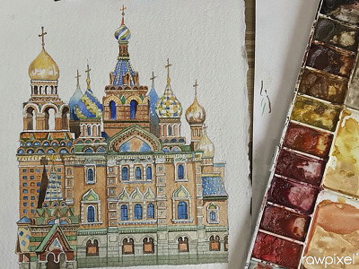 Church Of The Savior On Blood Russia artwork church of the savior on blood hand make illustration painting russia watercolor painting watercolors