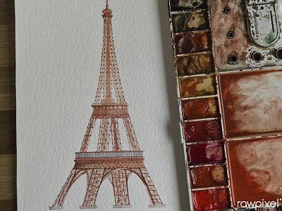 Eiffle artwork eiffel tower france. hand make illustration painting watercolor painting watercolors