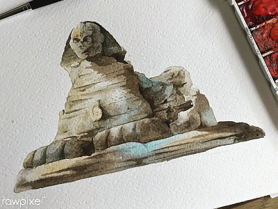 Sphinx artwork egypt hand make illustration painting sphinx watercolor painting watercolors
