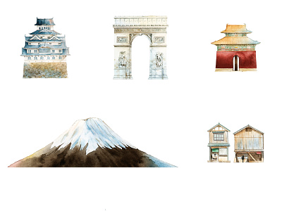 Watercolor Landmark adobe illustrator cc adobe photoshop cc artwork concept hand draw hand drawing hand make illustration landmarks painting sketch watercolor watercolor painting watercolors