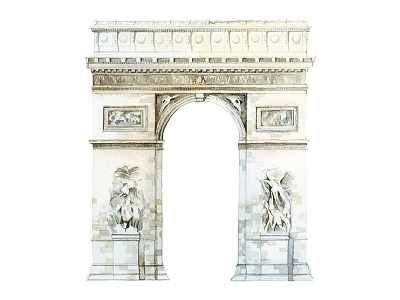 Watercolor Landmark Arc de Triomphe French