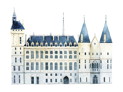 Watercolor Landmark Conciergerie castle French