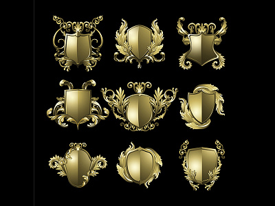 Shield Baroque 1 adobe illustrator cc adobe photoshop cc artwork baroque concept design gold illustration logo shield baroque shield logo shields