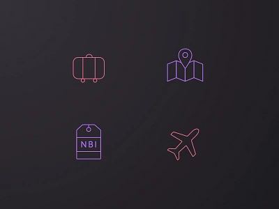 NDC2014 - Icon Set app gradient icon interface map ndc2014 plane suitcase ticket travel ui ux