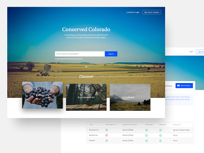 Discover app colorado conserved discover experiences landing page learn products search ui ux web